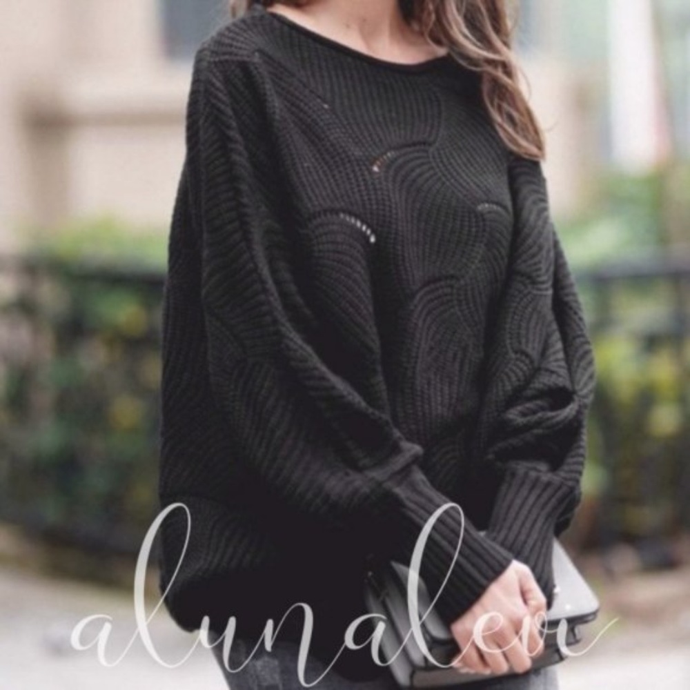 Boho Knit Sweater Scalloped Crochet - WHITE - Picture 14 of 15